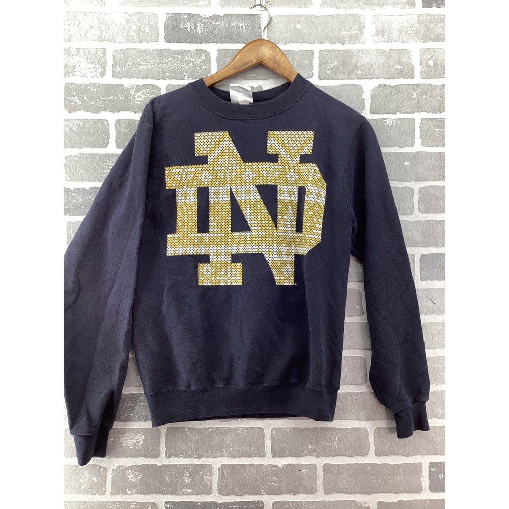 Champion Notre Dame Fighting Irish Sweatshirt Navy Blue Crewneck Small ECO